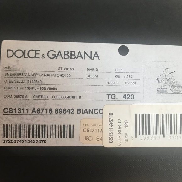 White Dolce & Gabbana Man's Hi-top Sneakers